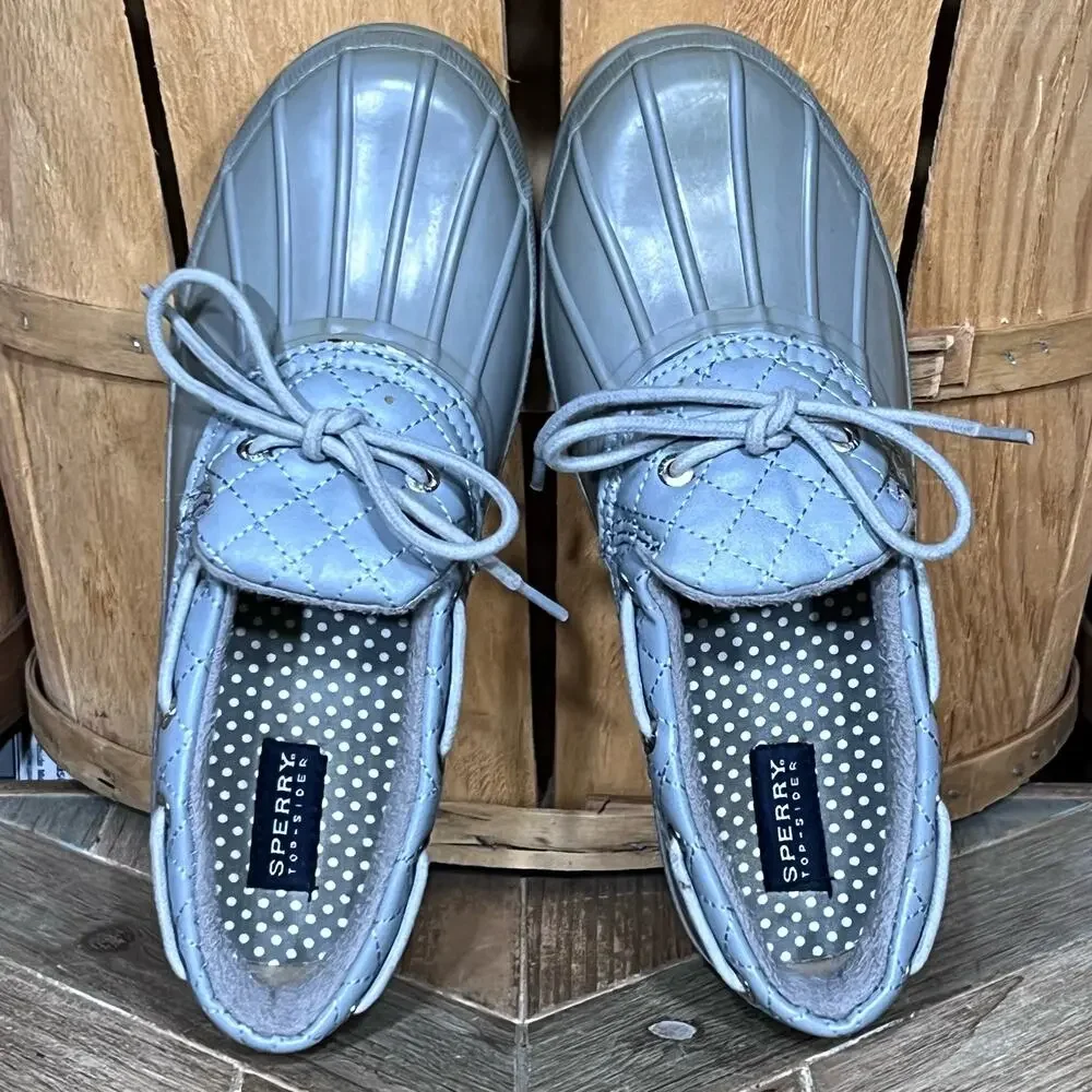 Sperry Heron Seal Low Gray Quilted Leather Waterproof Duck Shoes Women Size 6.5